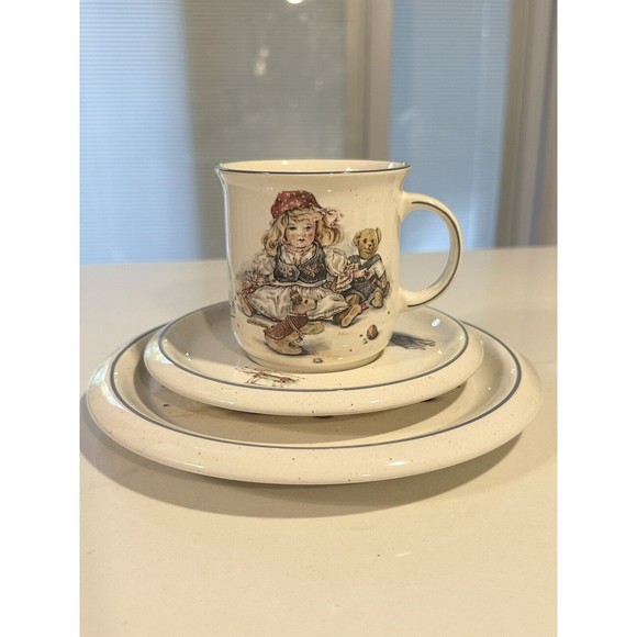 Pfalzkeramik Tea Dessert Set "Nostalgie" Doll Toys Handpainted Speckled Ceramic - Picture 2 of 15